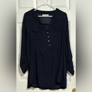 Cato Woman Navy Blue Rayon Blouse - 26/28W